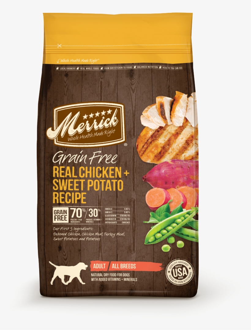 Merrick Grain Free Real Chicken And Sweet Potato Dry - Merrick Salmon Dog Food, transparent png #9636541