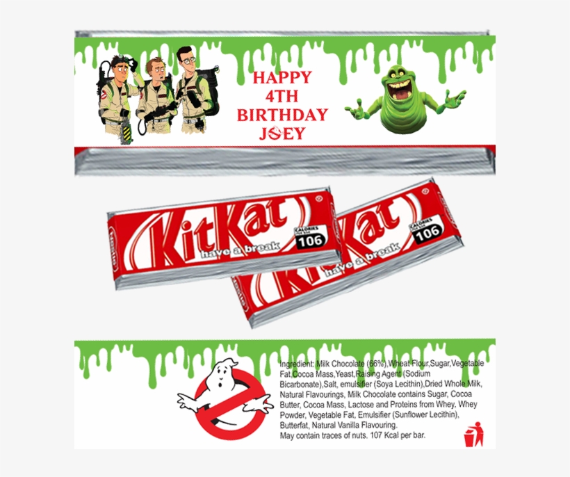 Ghostbusters Kitkat Wrappers - Baby Shark Chocolate Labels, transparent png #9636741