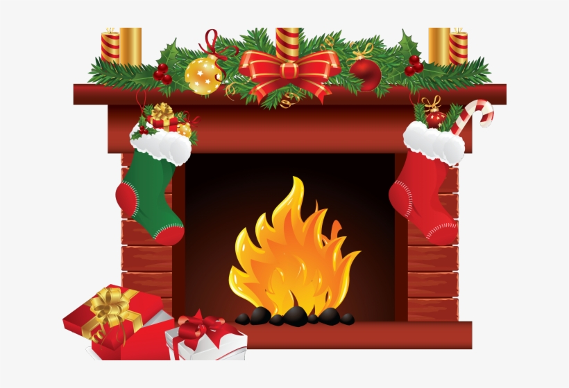 Merry Christmas Clipart Fireplace - Christmas Fireplace Clipart, transparent png #9638880