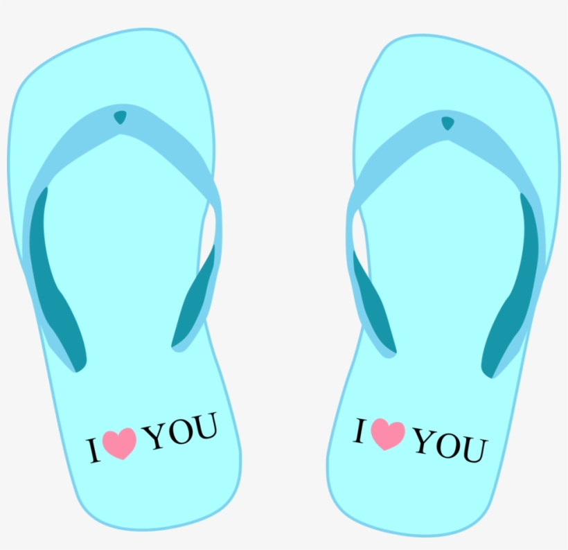 Thong Light Blue With "i Love - Tsinelas Clip Art, transparent png #9639082