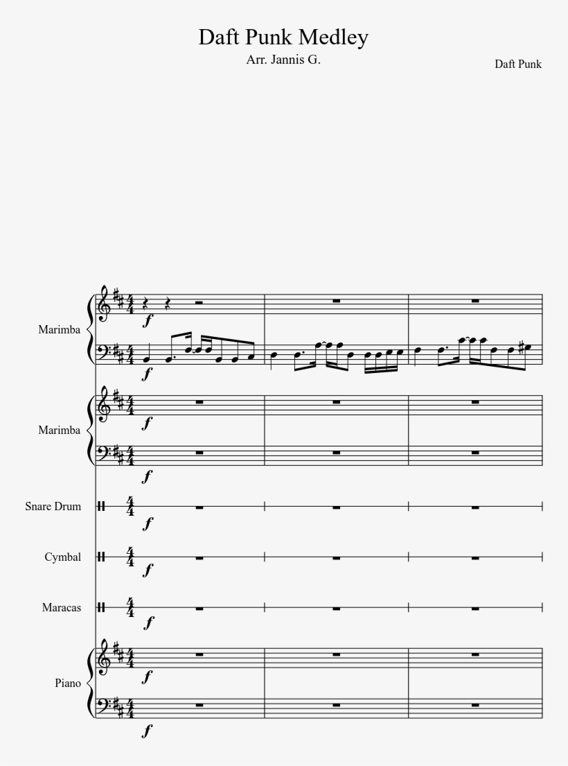 Daft Punk Medley Sheet Music Composed By Daft Punk - Sheet Music, transparent png #9639147