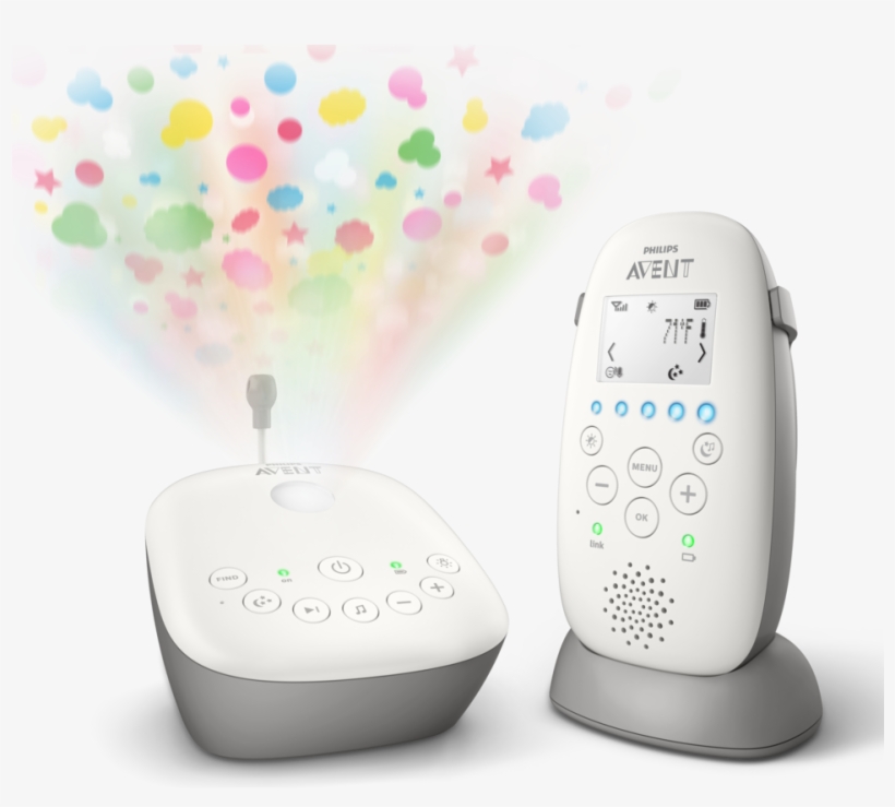 Dect Baby Monitor And Starry Night Projector, Scd730/86 - Philips Avent Audio Monitors Scd570/00 Dect Babyphone, transparent png #9640885