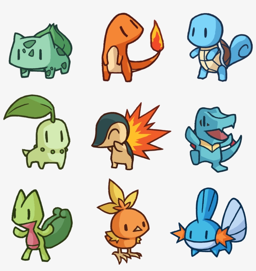 Gen 201 3 20starters Original - Gen 1 2 And 3 Starters, transparent png #9641405