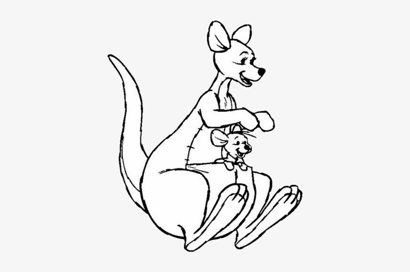 Drawn Kangaroo Kanga - Winnie The Pooh Kanga And Roo Coloring Pages, transparent png #9641638