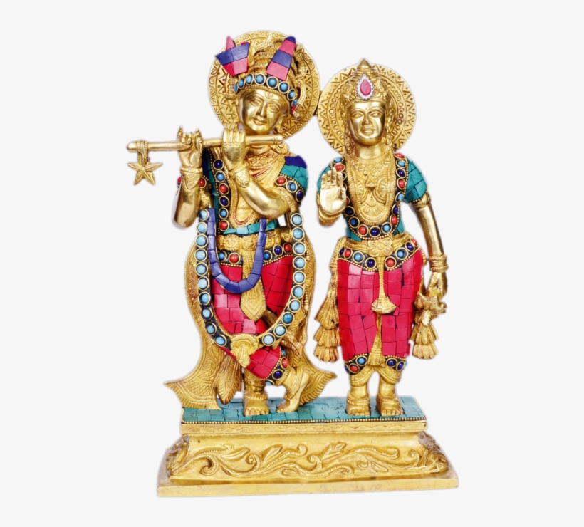 Radhakrishna Turquoise Stone 12"inches - Statue, transparent png #9642501