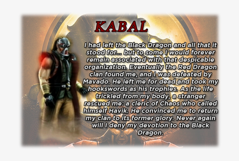 Kabal's Bio - Kabal Mortal Kombat, transparent png #9644147