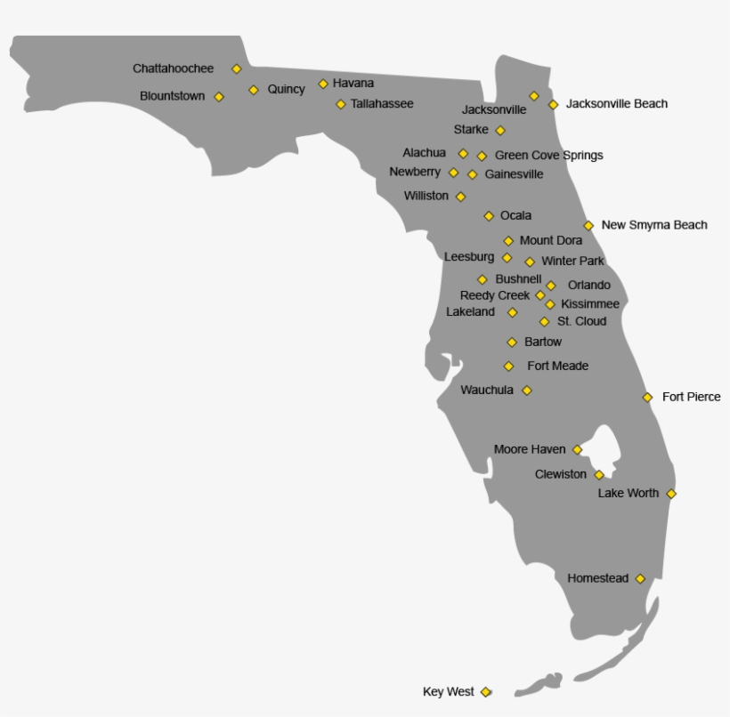 Florida Public Power Map - Map Of Florida, transparent png #9644482