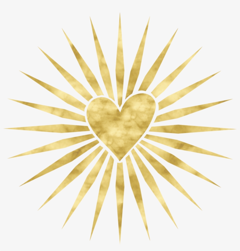Heart-rays - Golden Flower Sun Clipart, transparent png #9646422