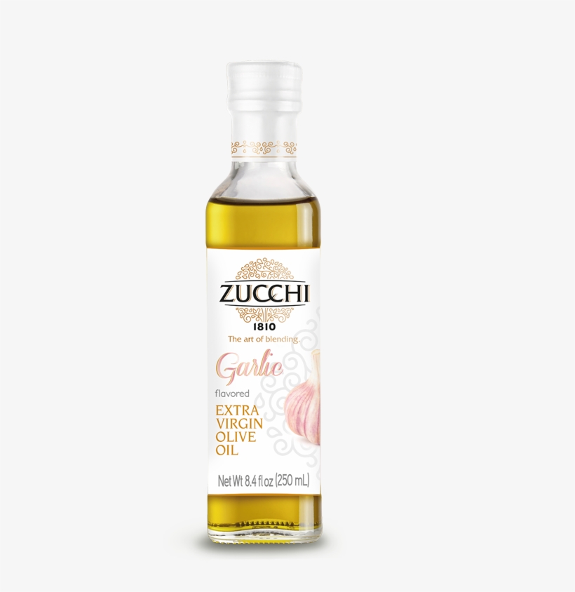 Extra Virgin Olive Oil With Garlic Flavor - Glass Bottle, transparent png #9647652
