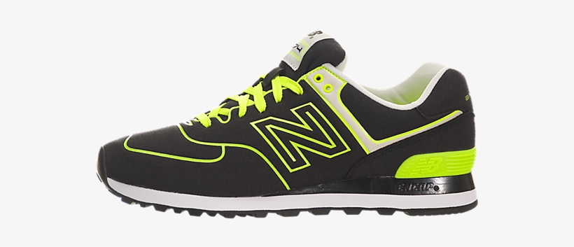 Newest New Balance 574 Trainers Black / Green - Shoe, transparent png #9648608