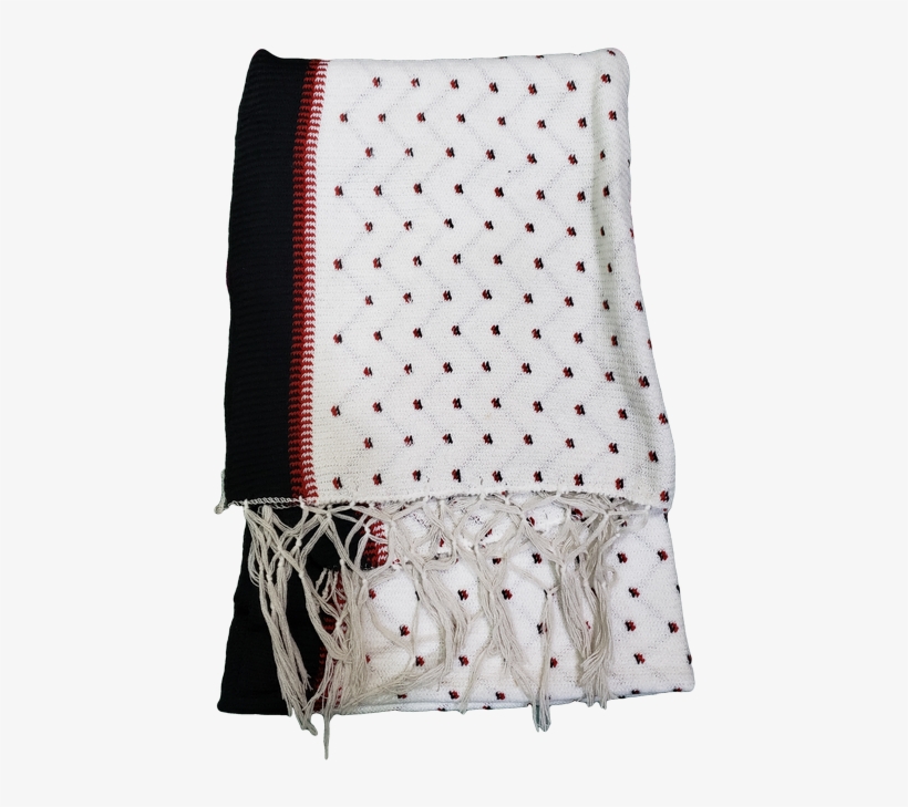 White Shawl With Red Dot Patterns - Wool, transparent png #9648893