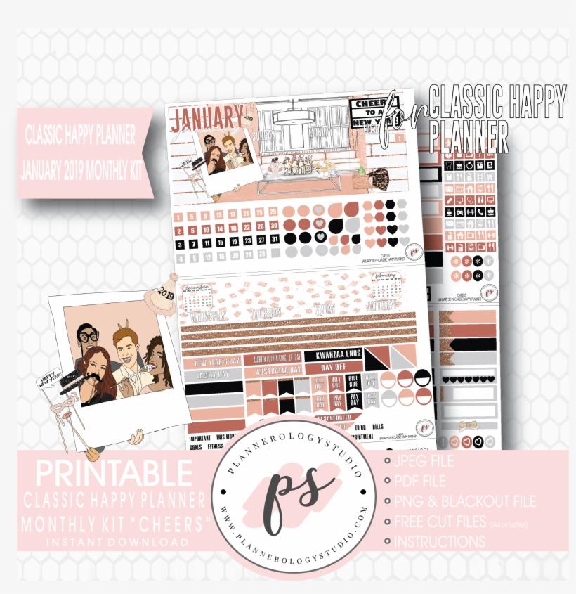 Cheers New Years January 2019 Monthly View Kit Digital - Whoville, transparent png #9651491