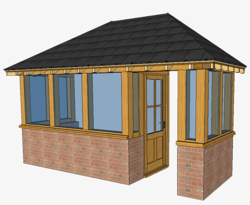 M4 Fully Enclosed Oak Porch With Fully Hipped Roof - Hip Roof, transparent png #9652272