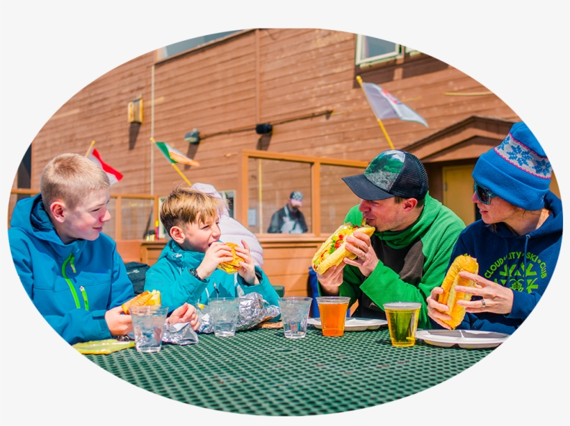 4 People Eating Out On A Deck - Fun, transparent png #9652344