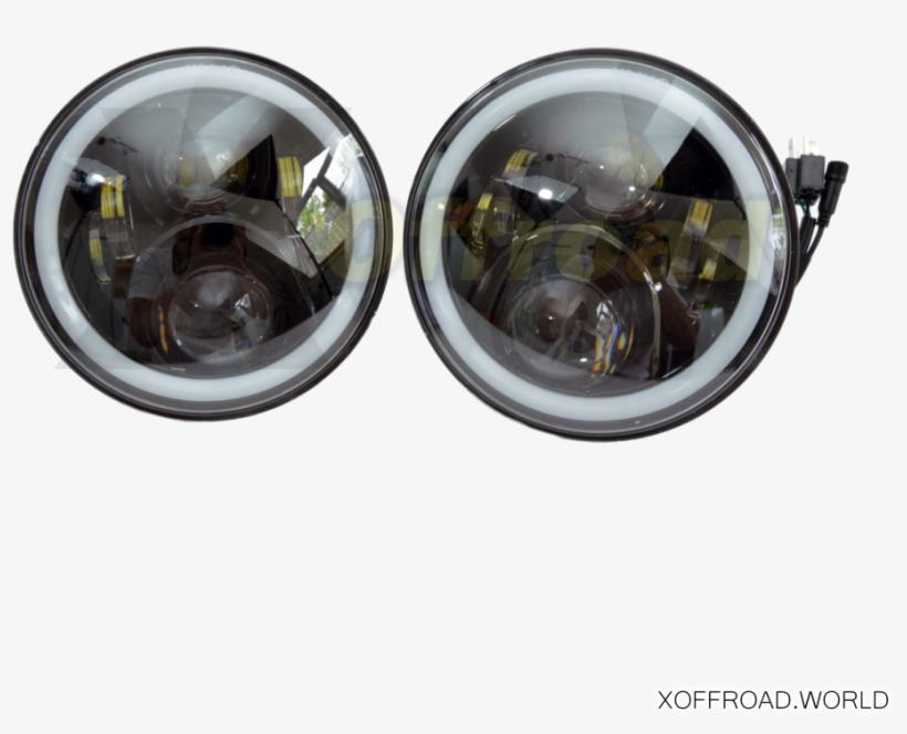 7 "led Spotlight Kit, Halo Effect, Turn Signal, Jeep - Headlamp, transparent png #9652849