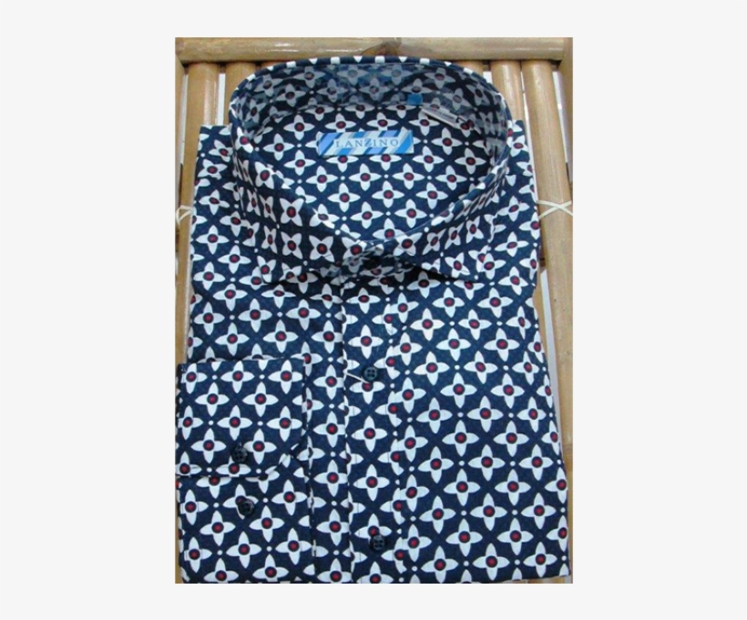 Lanzino -blue Ninja Star Print Linen Shirt - Vestido Longo De Bolinha, transparent png #9653023