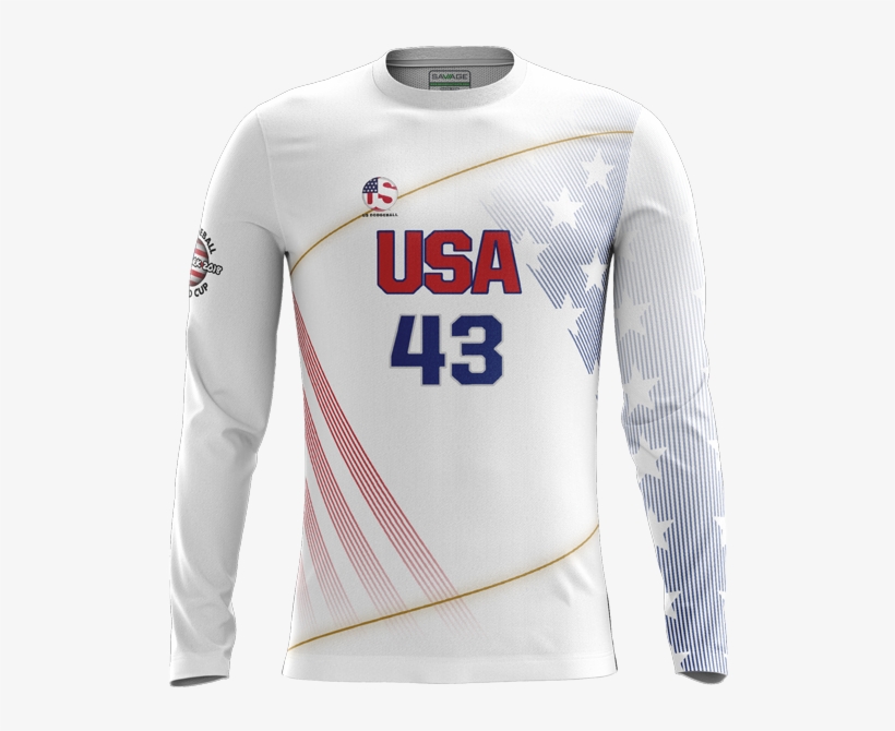 Us Dodgeball Light Ls Jersey - Long-sleeved T-shirt, transparent png #9654919
