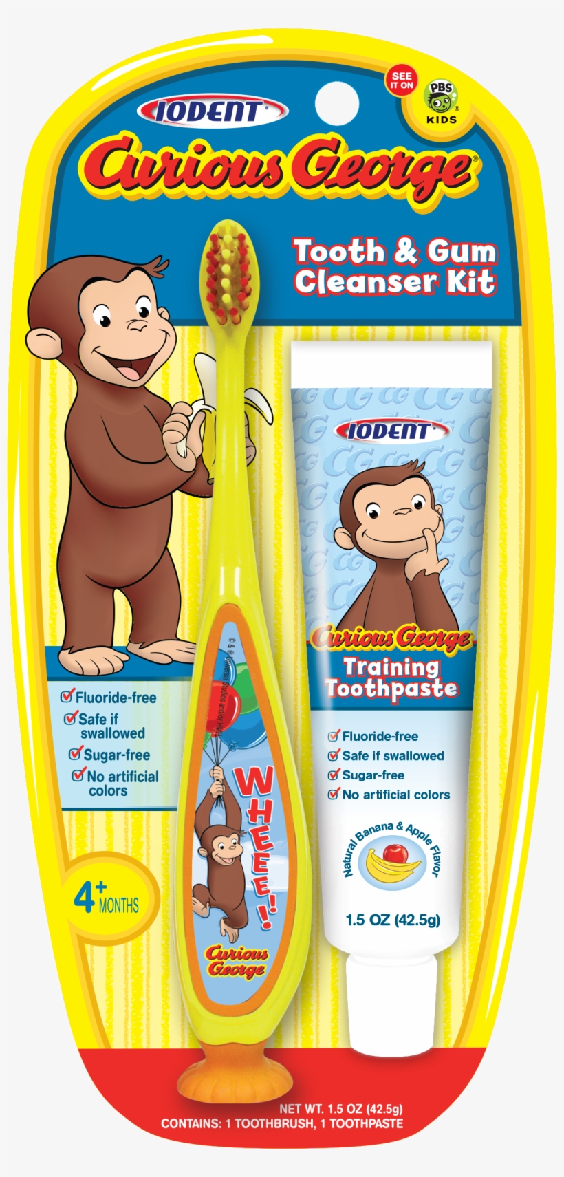 03 02 01 Iodent Curious George Tooth & Gum Cleanser - Curious George Gum, transparent png #9655957