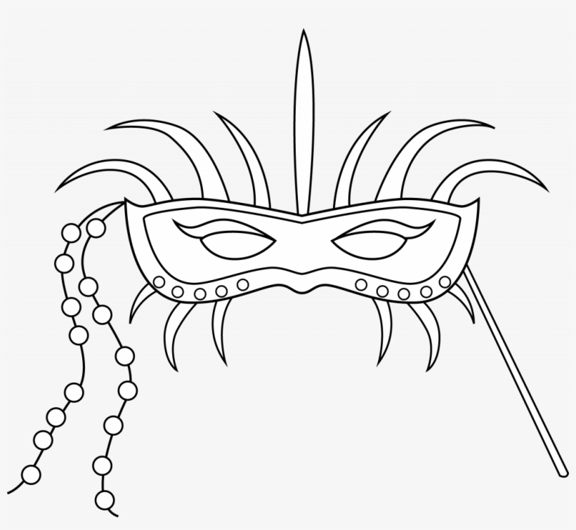 Sampler Happy Mardi Gras Coloring Pages 15 Beads Clipart - Black White Mask Clipart, transparent png #9658085
