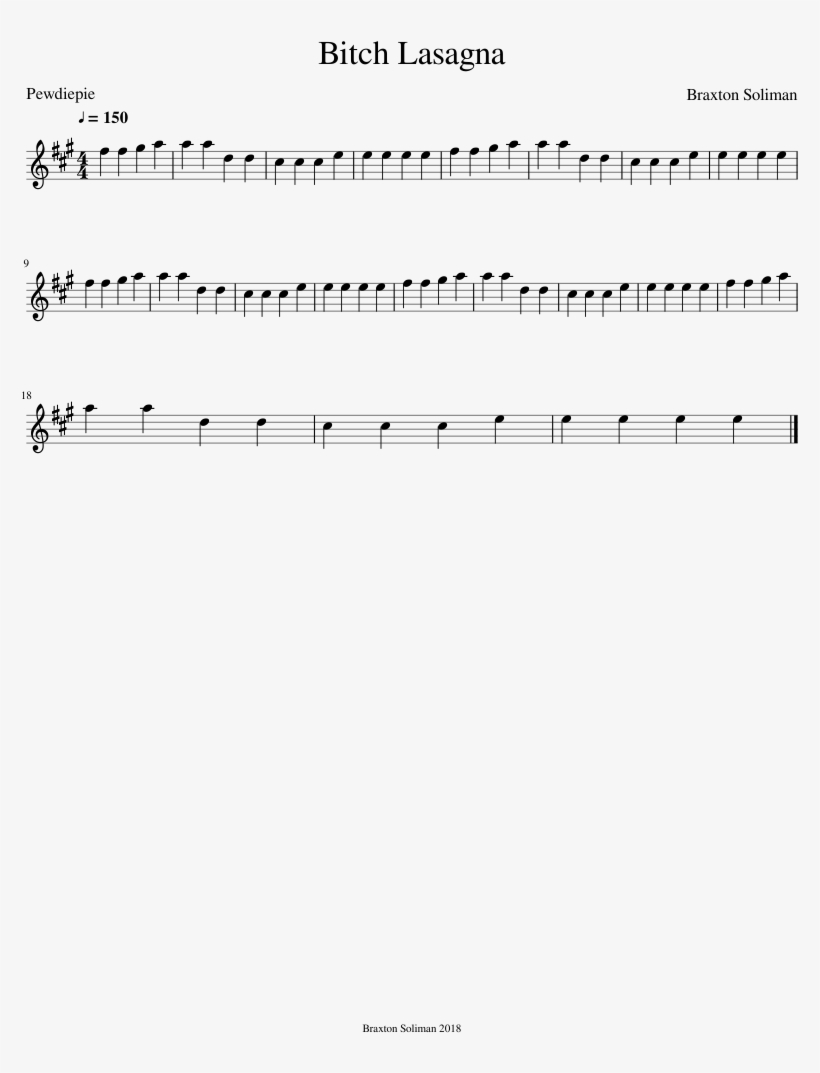 Bitch Lasagna Piano Notes, transparent png #9658876