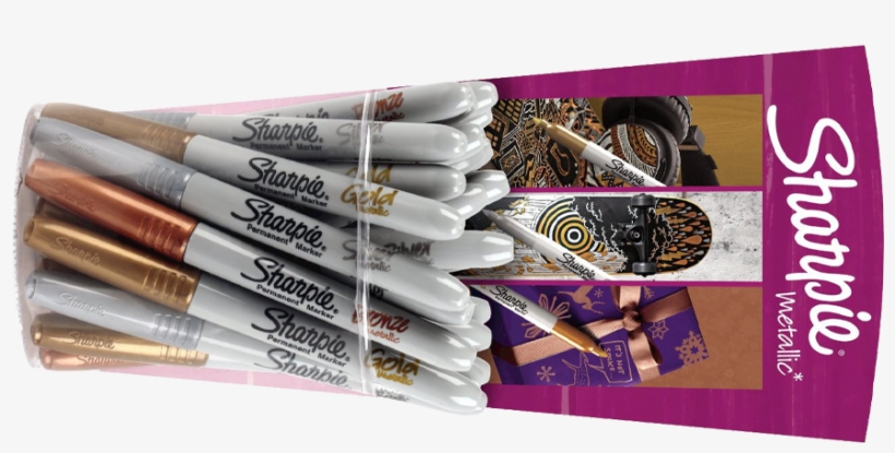 Marker Sharpie Metallic 10 Gold, 10 Silver, 4 Brown - Sharpie, transparent png #9659546