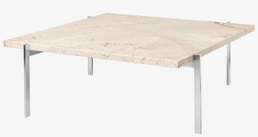 Poul Kjaerholm Table With Beige Marble Tabletop - Coffee Table, transparent png #9660625