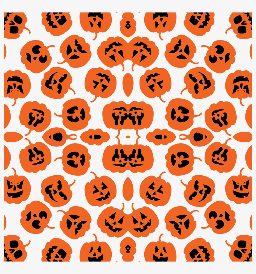 Cute And Funny Halloween Pumpkin Pattern On White Fabric, transparent png #9664197