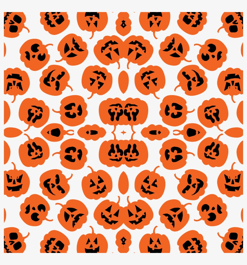 Cute And Funny Halloween Pumpkin Pattern On White Fabric, transparent png #9664197