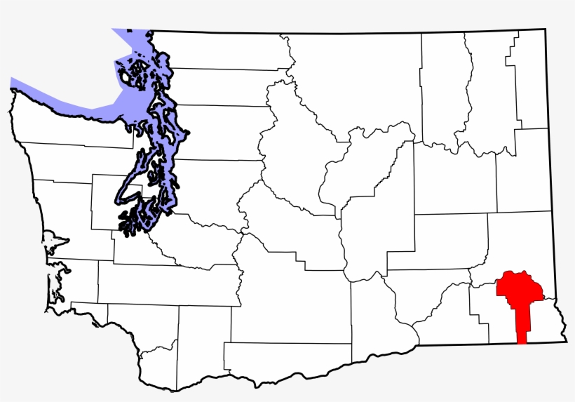 Map Of Washington Highlighting Garfield County - Spokane On Washington Map, transparent png #9669890