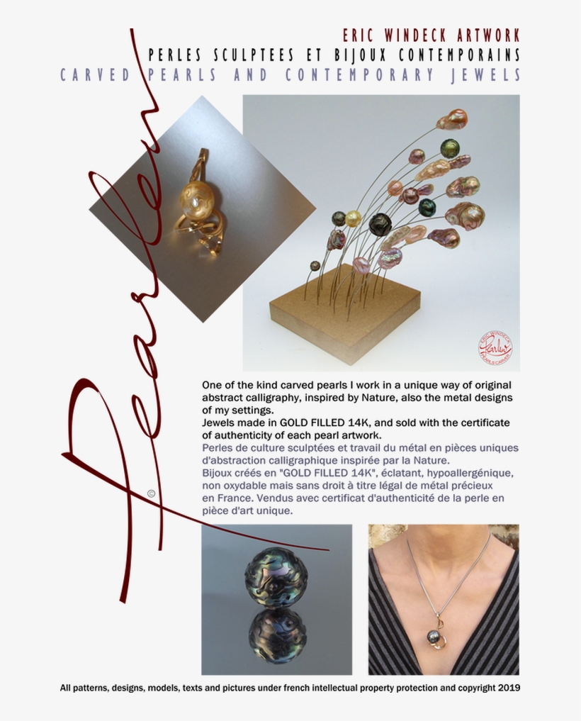 Eric Windeck - Pearlew - Carved Pearls - Perles Sculptées - Earrings, transparent png #9672199