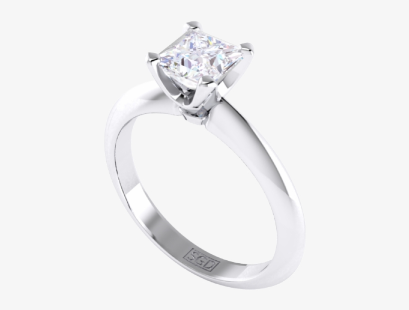 Princess Cut Diamond Ring - Yellow Gold Princess Solitaire Setting, transparent png #9675592