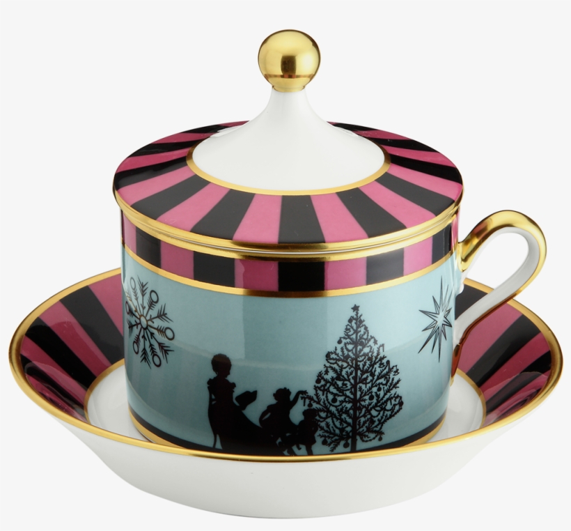 Tea Cup With Saucer And Cover Cirque Des Merveilles - Porcelain, transparent png #9678480