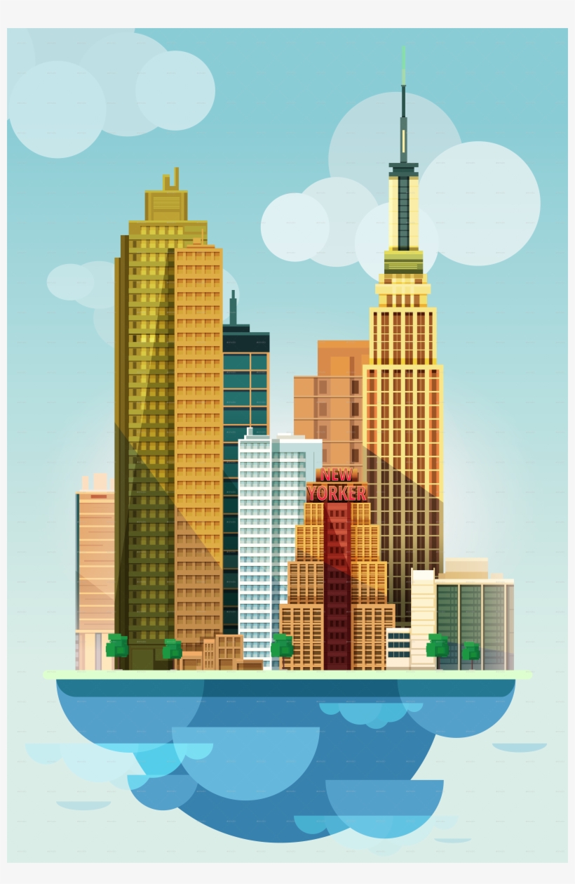City Illustration New York Flat Design - Flat Design City Illustrator, transparent png #9678519