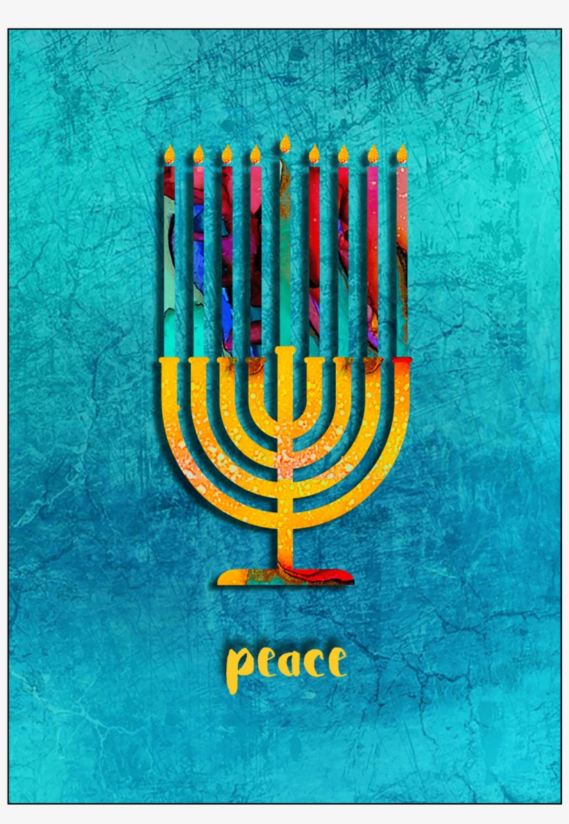 Hanukkah Card With Menorah - Hanukkah, transparent png #9679461