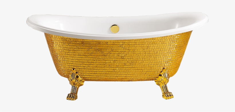 Elegant Gold Mosaic Bathtub - Bathtub Gold Png, transparent png #9679973