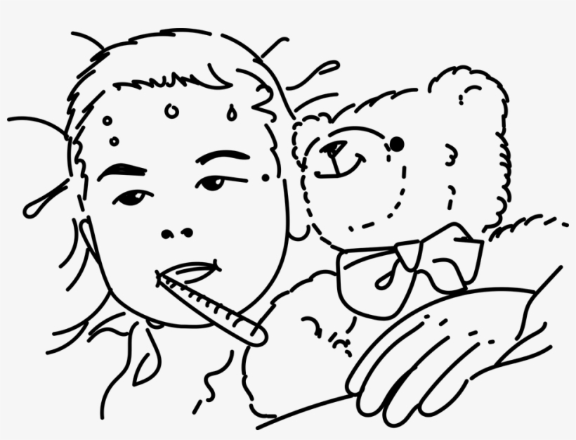 Sick Child Png Black And White - Fever Black And White Clipart, transparent png #9681583