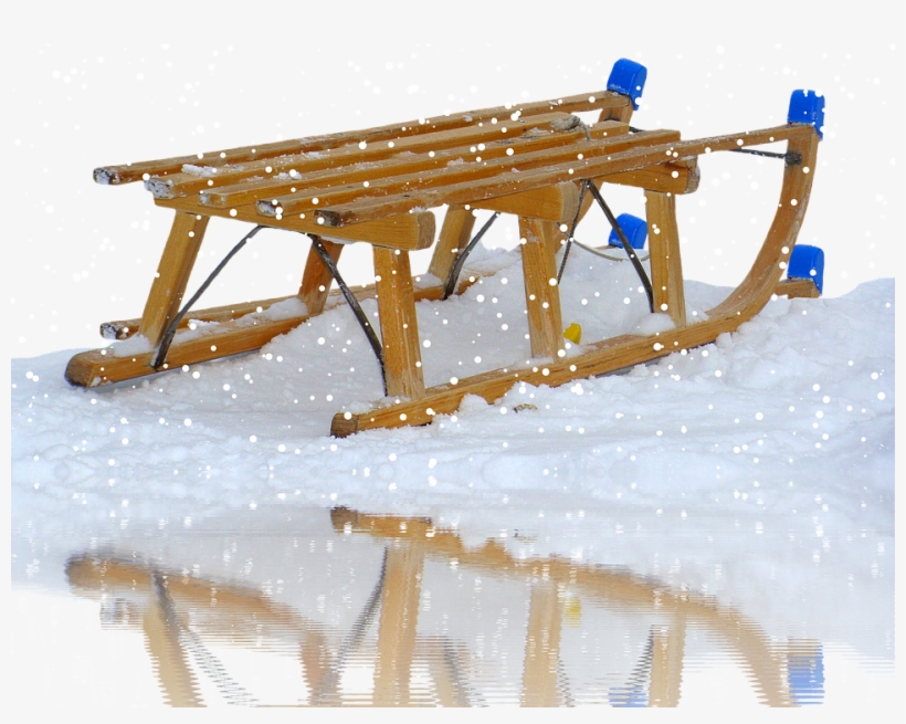 Slide, Winter, Snow, Wooden Sled, Tobogganing - Schlitten Im Schnee Bilder, transparent png #9681587