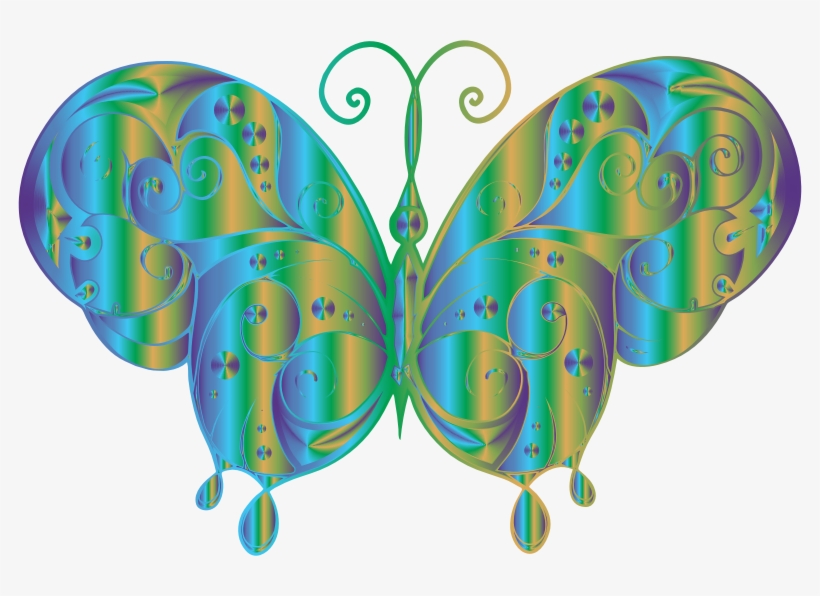 Flourish Butterfly Silhouette Prismatic - Illustration, transparent png #9681987