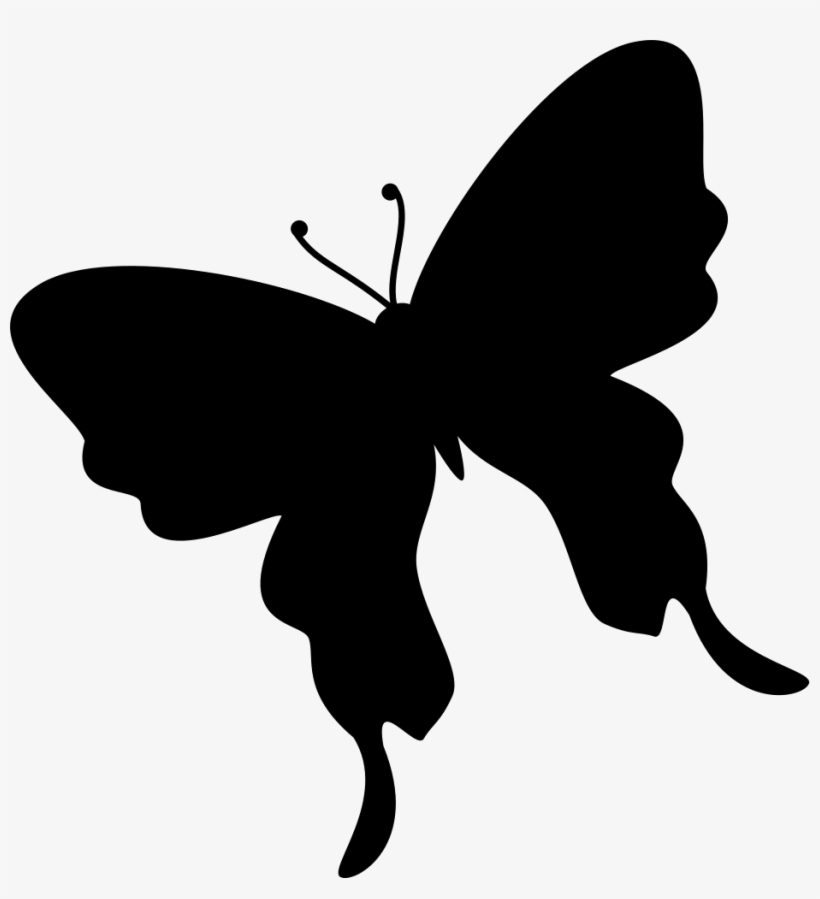 Butterfly Black Silhouette Shape From Top View Rotated, transparent png #9682663