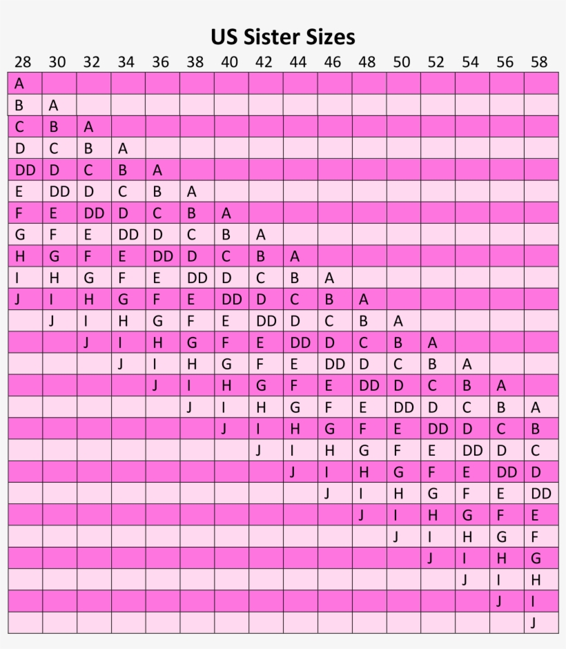 229 X - Bra Sister Size Chart Us - Free Transparent PNG Download