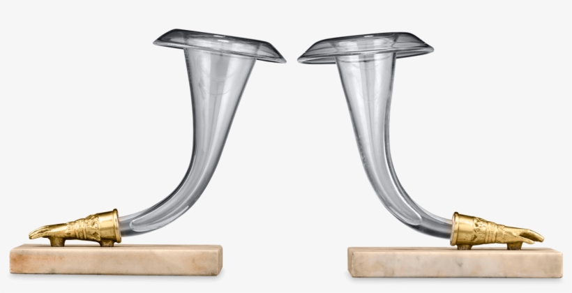 Pair Of Glass Cornucopia Vases - Wood, transparent png #9683862