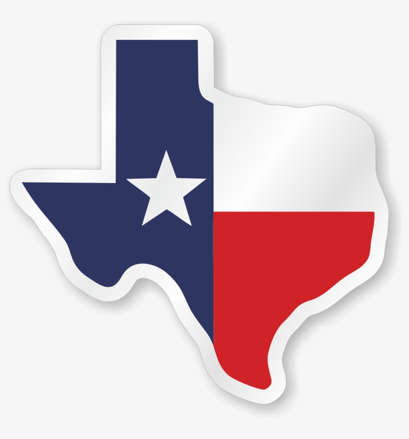 Texas Flag Hard Hat Decals - Texas Outline With Flag, transparent png #9684178