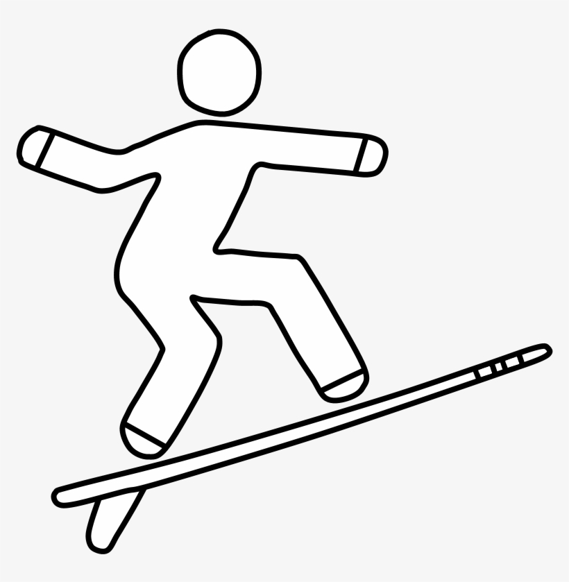 Surfer, Surf Board, Black And White, Png - Skier Turns, transparent png #9684187