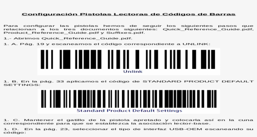 Configuracin Pistolas Lectoras De Cdigos De Barras - Document, transparent png #9687338