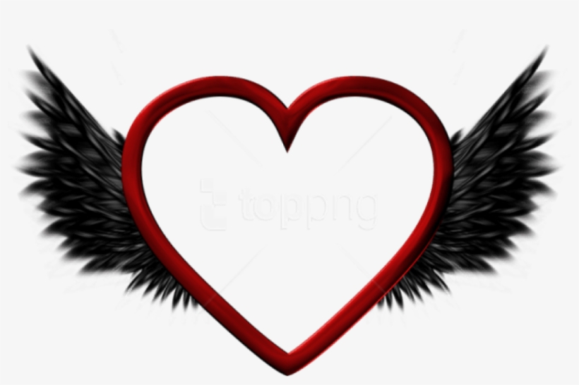 Free Png Red Transparent Heart With Black Wings Png - Portable Network Graphics, transparent png #9688225