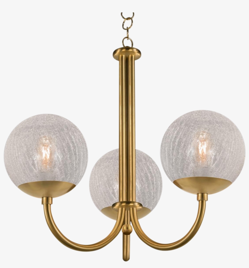 Oxford Brushed Brass 3 Arm Cracked Glass Globes Pendant - Chandelier, transparent png #9691922