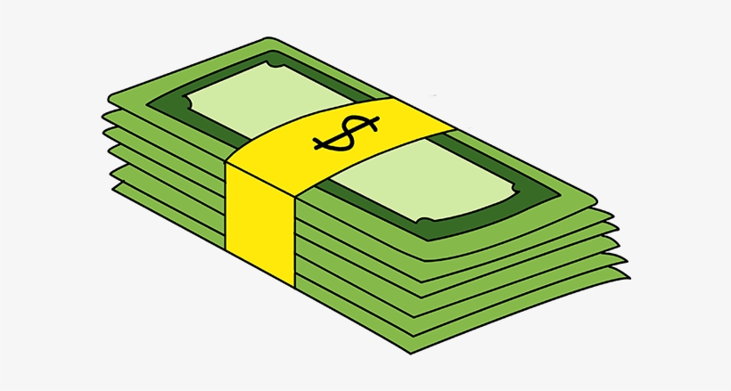 How To Draw Stack Of Money - Money Stack Drawing Easy, transparent png #9692387