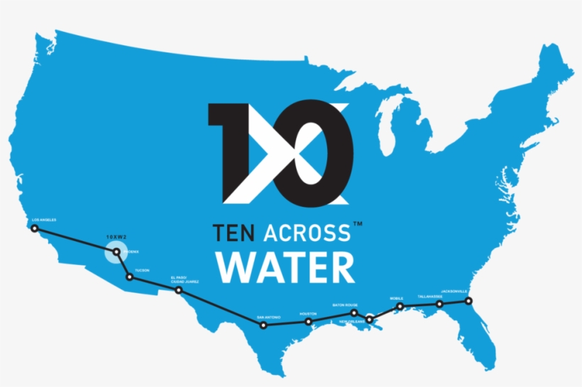 10x Water Map - Usa Country Outline, transparent png #9695744