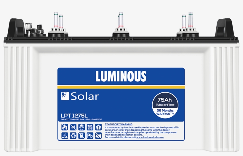 Solar Battery - Lpt 1275l - Luminous 18000st 150ah Tubular Battery, transparent png #9699416