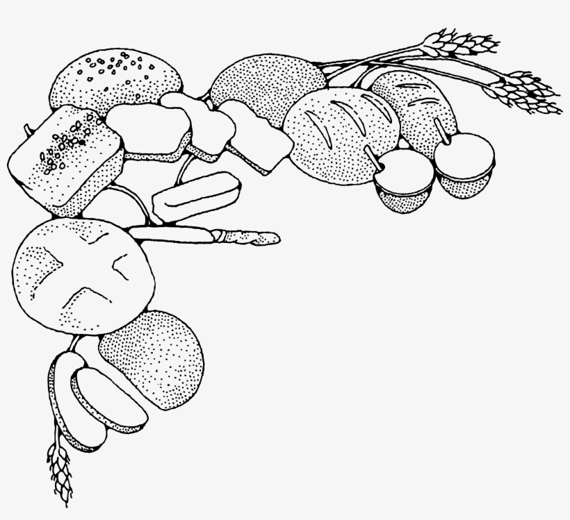 Baked Goods Clipart Border - Food Border Clipart Black And White, transparent png #970012